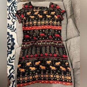 Vintage 1990s Sag Harbor Black Safari Print Dress Size 12 Y2K